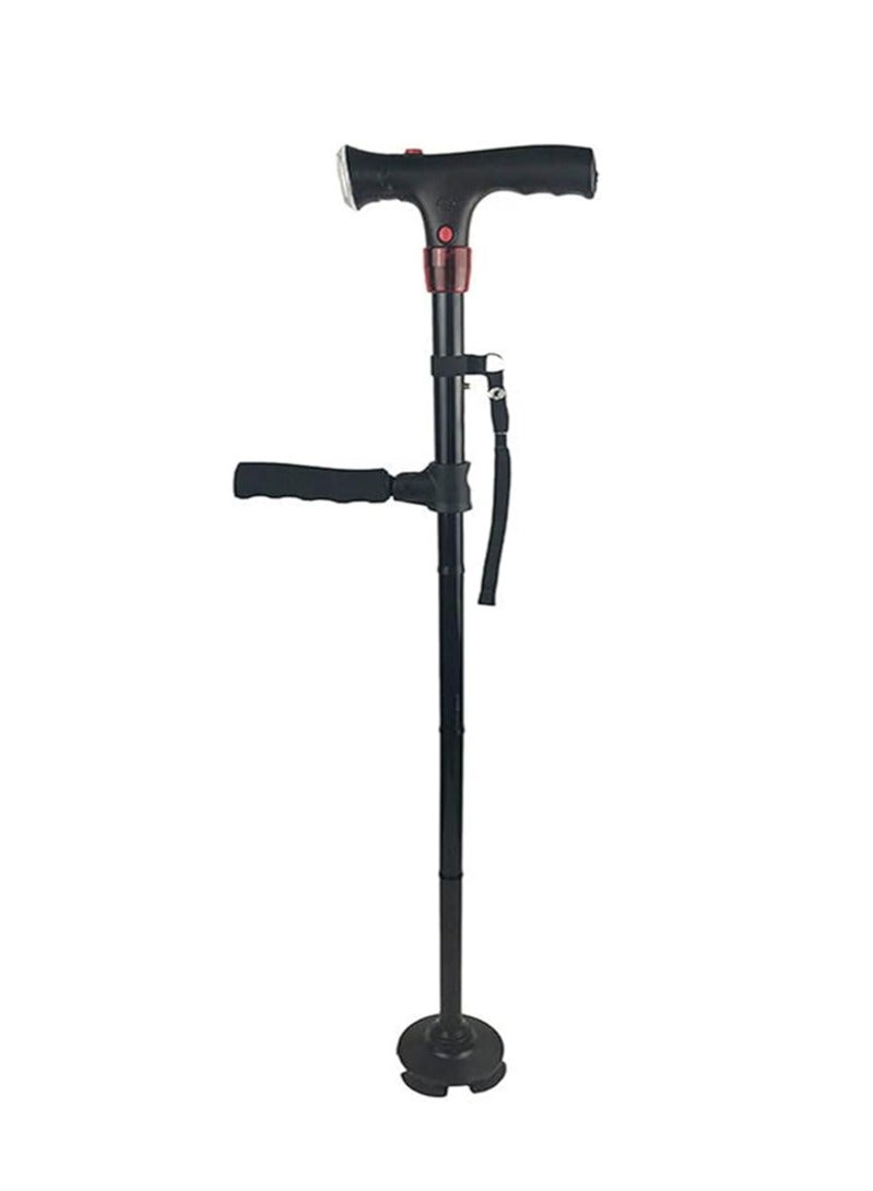 general Aluminum alloy with alarm and LED light double handle old man crutch telescopic foldable imitation ankle rotating foot disc - Image 1