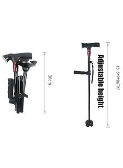 General Aluminum alloy with alarm and LED light double handle old man crutch telescopic foldable imitation ankle rotating foot disc  - Image 3