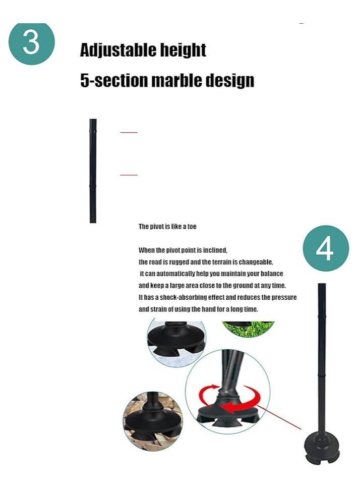 general Aluminum alloy with alarm and LED light double handle old man crutch telescopic foldable imitation ankle rotating foot disc - Image 5