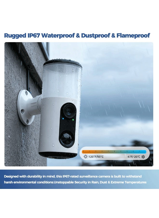 2.5K Solar Surveillance Camera WIFI Wireless Outdoor Home Surveillance Cameras with Ultra Standby Time Battery Color Night Vision AI Detection Floodlight Monitoring Camera White - Image 5
