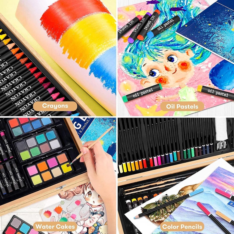 iBayam Art Supplies, 150-Pack Deluxe Wooden Art Set Crafts Drawing Painting Kit with 1 Coloring Book, 2 Sketch Pads, Creative Gift Box for Adults Artist Beginners Kids Girls Boys - Image 5