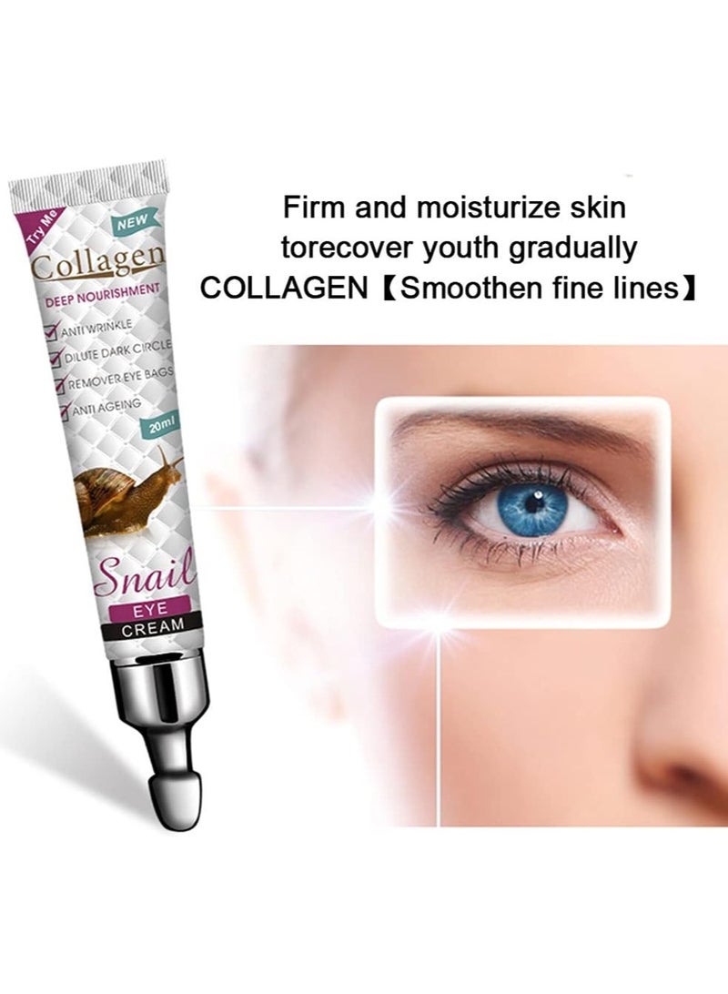 SNAIL Collagen Snail Eye Cream Anti Anti-aging Remover Dark Circles Fine Lines Eye Bag Against Aging Deep Moisturizing Eye Cream Care 20ml - Image 4