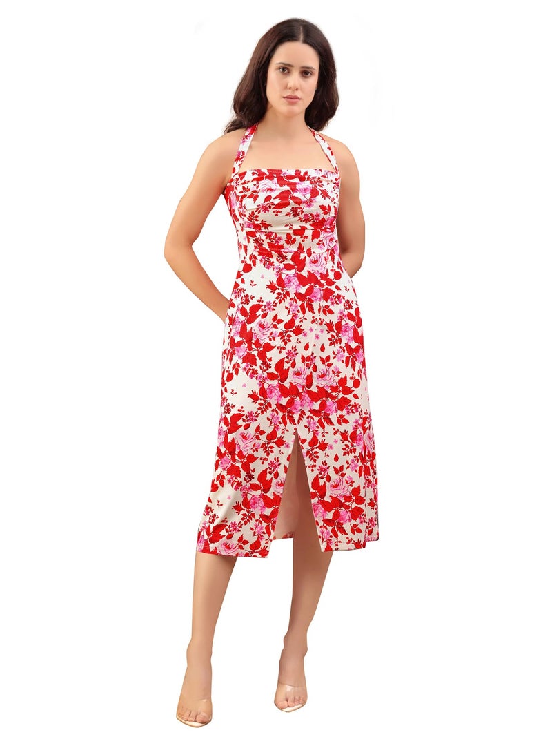 PURVAJA Women’s A-Line Midi Dress (Wini-212-XXL_Pink) - Image 1