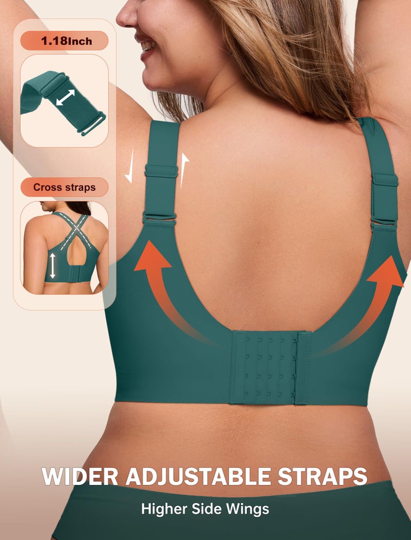 LetsJoli Jelly Bras for Women Push Up Bra Wireless No Underwire Supportive Full Coverage Plus Size for Older Women(Emerald Gem,XL) - Image 4