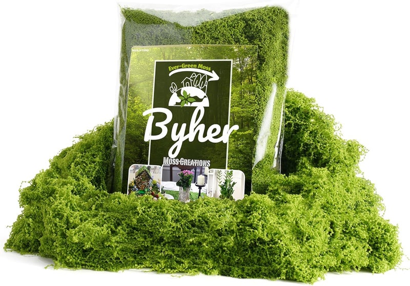 BYHER طحلب اصطناعي للحرف اليدوية – 3.5 أونصة طحلب اصطناعي رقيق يشبه السحاب للنباتات المنزلية في الأصص وحدائق الجنيات – بديل واقعي للطحلب الأخضر للتراريوم، المشاهد المصغرة، النماذج (أخضر ��اتح) - Image 1