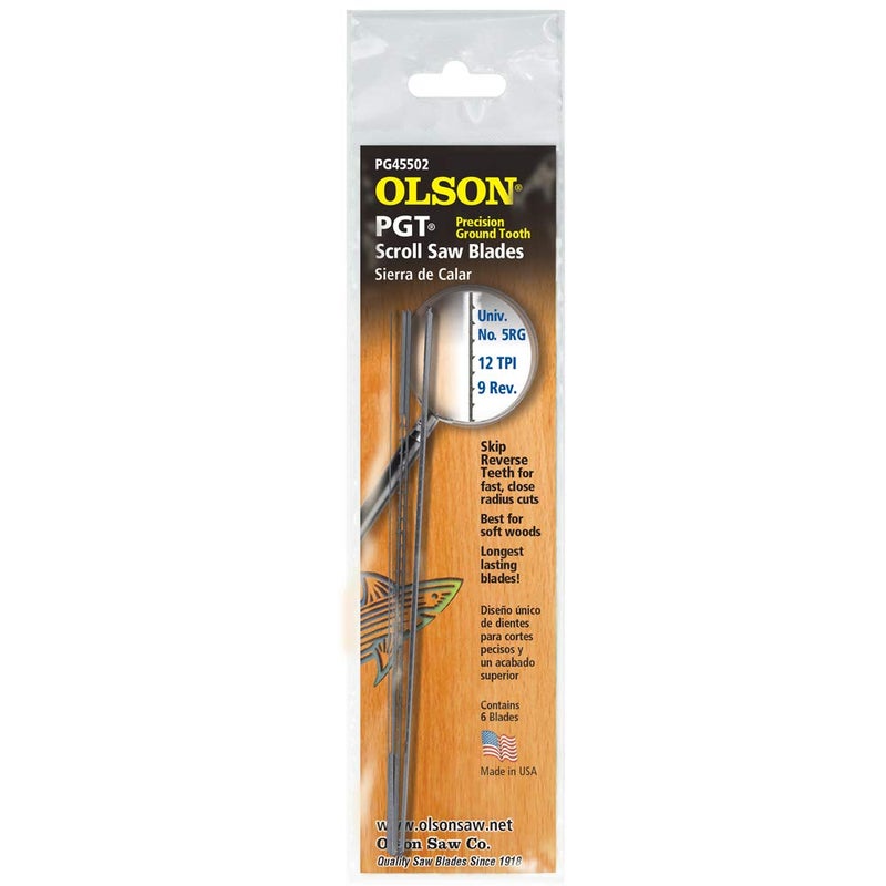 Olson Saw PG45502 Precision Ground Scroll Saw Blade, TPI-12,9 Reverse - Image 5