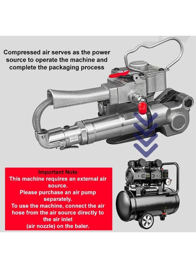 Rubik 19mm Pneumatic Strapping Machine A19 for PET/PP Baling, Handheld Automatic Tensioning and Sealing Tool for Baler Banding Belts - Image 4