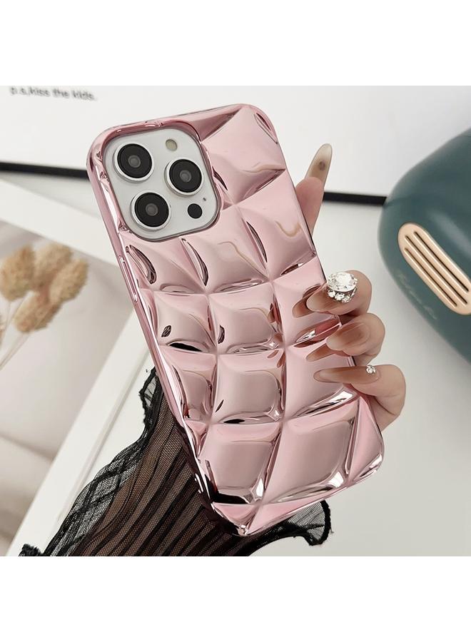 erorex Case For iPhone 14 Pro Max Curved Plaid Plated Metallic Paint TPU Phone Case - Image 1