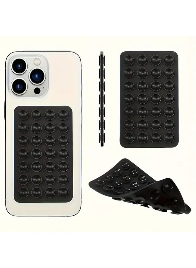 Black 2Pcs Double Sided Suction Cup Phone Holder With Silicone Adhesive For Hands Free Video Recording iPhone Android - Image 2