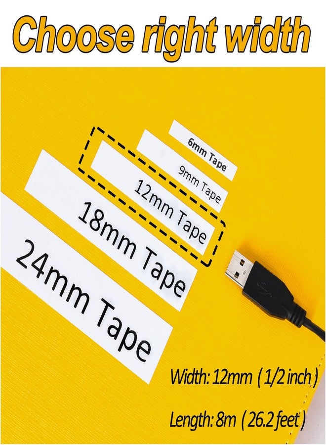 Hehua Tze Tz Tape 12mm 0.47 Laminated Tape Compatible for Brother Label Maker Tape TZe-231 TZe-131 for Ptouch PTD210 PTH110 PTD400 PTD600 (Black on White/Clear, 3+3 Pack) - Image 4