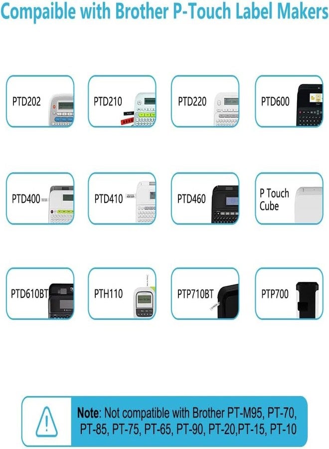 Hehua Tze Tz Tape 12mm 0.47 Laminated Tape Compatible for Brother Label Maker Tape TZe-231 TZe-131 for Ptouch PTD210 PTH110 PTD400 PTD600 (Black on White/Clear, 3+3 Pack) - Image 2