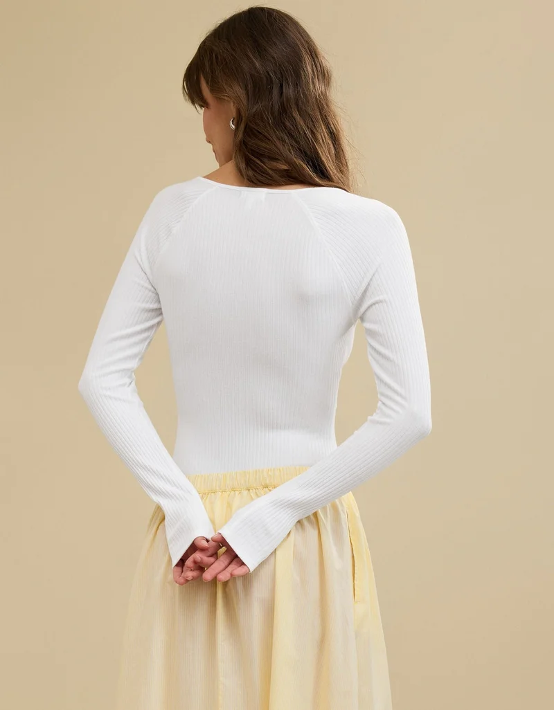 Aerie  Aerie Long Sleeve Tie Front Bodysuit for Women | Best Price UAE