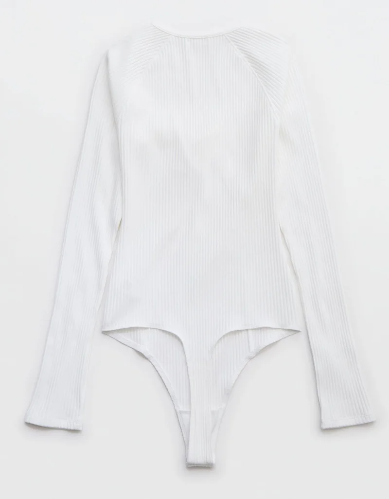 Aerie  Aerie Long Sleeve Tie Front Bodysuit for Women | Best Price UAE