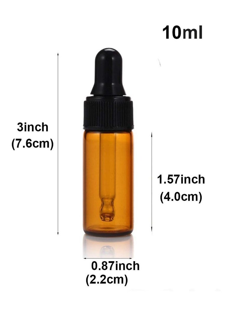 ELFENSTALL ELFENSTALL- 10pcs 10ml 1/3oz Amber Mini Glass Bottle Amber Sample Vial Small Essential Oil Bottle with Glass Eye Dropper Refillable Containers + 1pc Glass Clean Cloth + 1pc 3ml Dropper - Image 4
