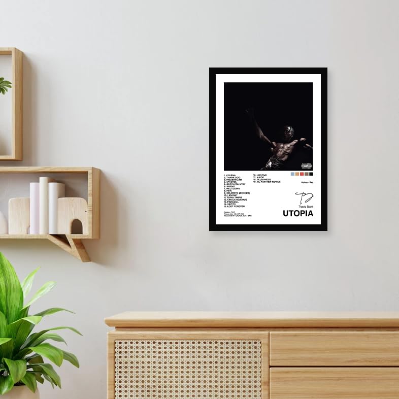 CodersParadise إطارات ملصقات حائط خشبية ترافيس سكوت - يوتوبيا | 8X12 بوصة (حجم A4) | إطارات فنون حائط معلقة للمنزل وغرفة النوم وغرفة المعيشة وجماليات الجدران - Image 2