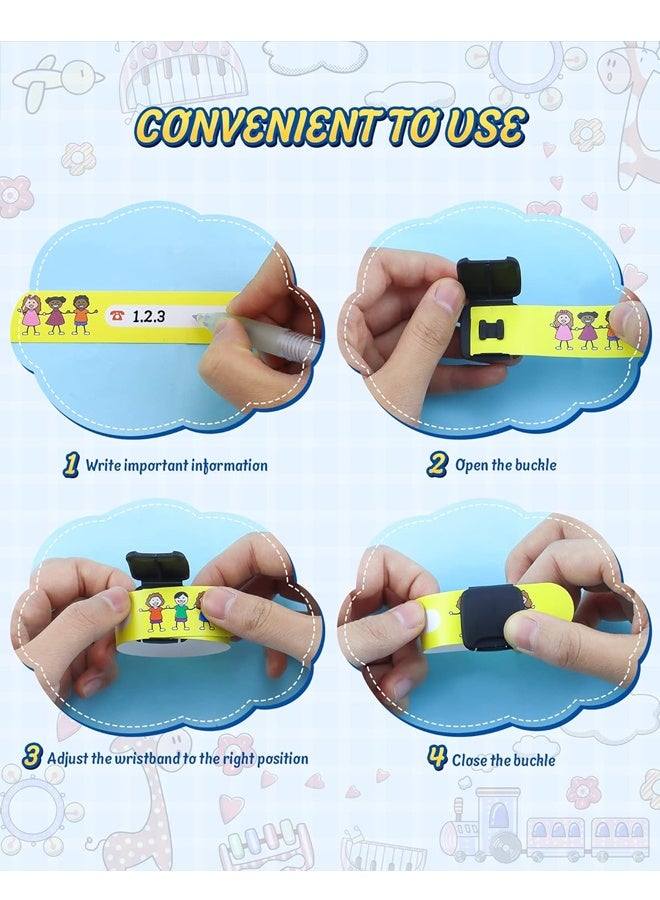 12 قطعة من أساور تعريف السلامة للأطفال، أساور تعريف قابلة لإعادة الاستخدام وقابلة للتعديل ومقاومة للماء للأولاد والبنات - Image 3