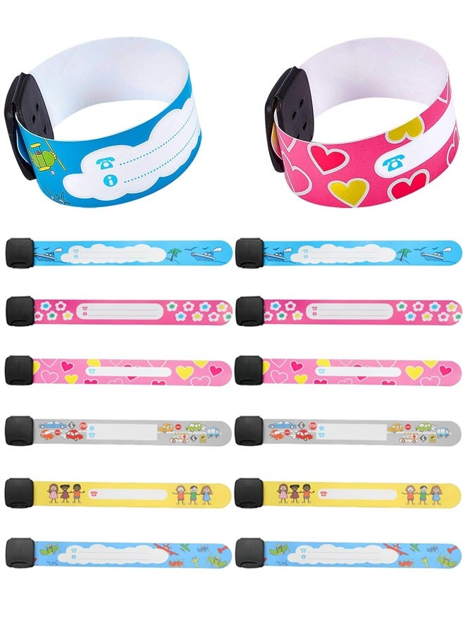 12 قطعة من أساور تعريف السلامة للأطفال، أساور تعريف قابلة لإعادة الاستخدام وقابلة للتعديل ومقاومة للماء للأولاد والبنات - Image 1