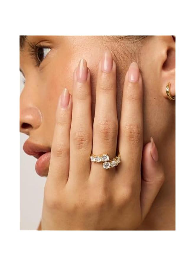 PAVOI 14K Gold Plated Cubic Zirconia Crossover Chunky Eternity Ring for Women | Open Twist Stackable Bands | CZ Statement Rings  - Image 2