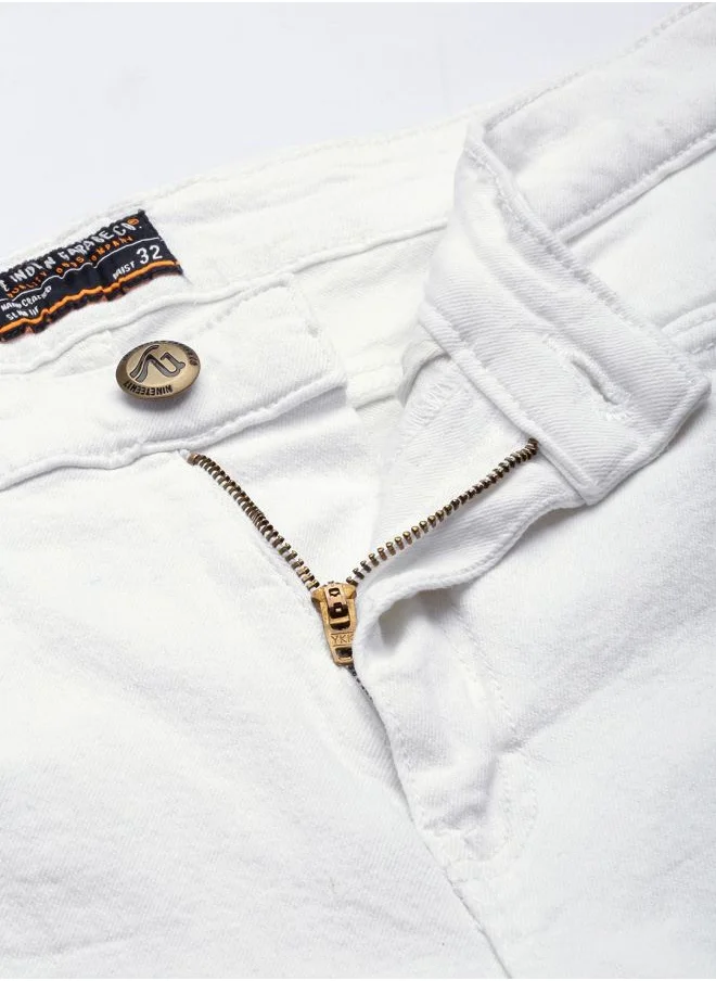 شركة المرآب الهندية Men Slim Fit Solid Mid-Rise Jeans