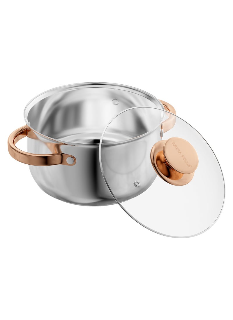 LEFAFA Stainless Steel Stock Pot, Soup Pot Cooking Pot with Lid for Soup Pasta Vegetable, Induction Cookware Stockpots for All Stoves, Heavy-Duty Pot with Double Handle, Dishwasher Safe(5.8L)  - Image 1