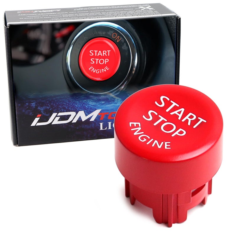 iJDMTOY Racing Sports Style Red Engine Push Start Button Replacement Cover Cap Compatible with Nissan 200920 370Z 0724 GTR 0812 Altima 0914 Maxima Infiniti G37 QX70 QX80 etc