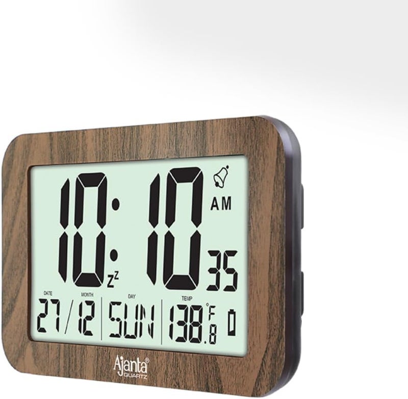 Ajanta ساعة حائط تقويم LCD من أجانتا - تصميم متميز مع عرض التاريخ والوقت - ساعة حائط ومكتبية - مثالية للمنزل والمطبخ وغرفة النوم والمكتب - Image 1
