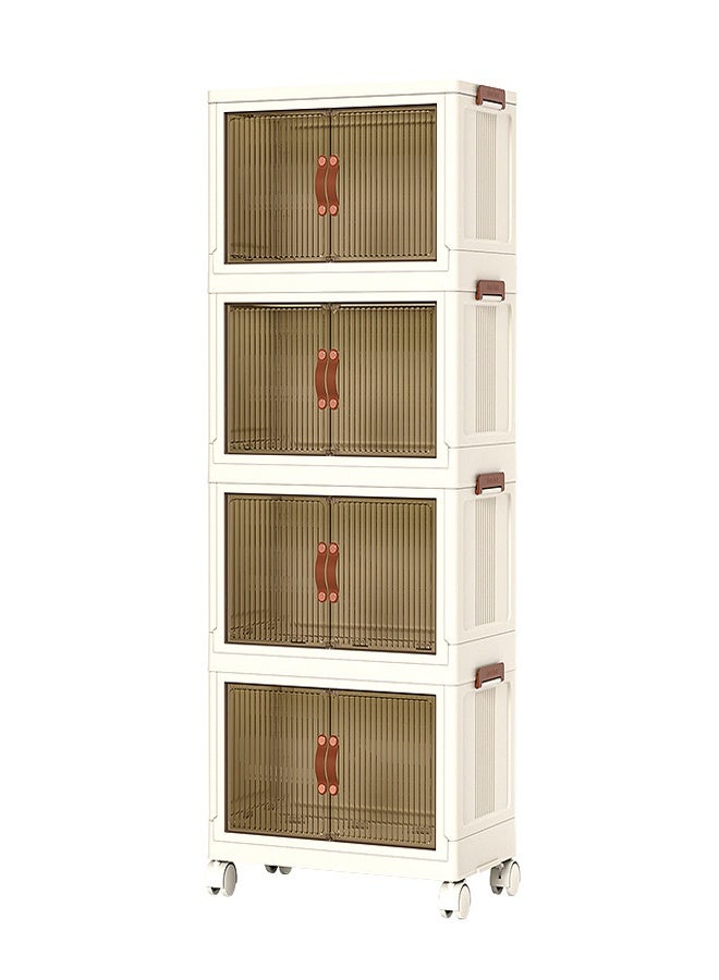 4-Tier Plastic Storage Cabinet with Double Doors, Large Capacity Organizer Cupboard with Wheels for Home & Office (65x40x142 cm) - Image 1