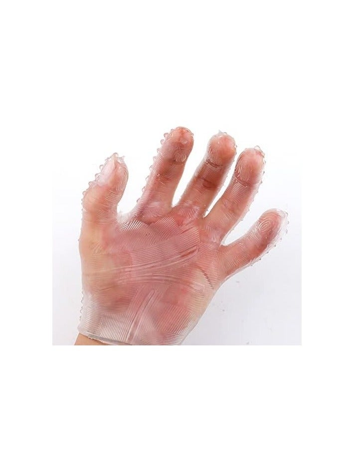 Meetion Massage Gloves Silicone Male Female Soft Flirting Massage Gloves Tool Men Ribbed Teasing Gloves Bath Glove for The Right Hand only (Transparent) - Image 4