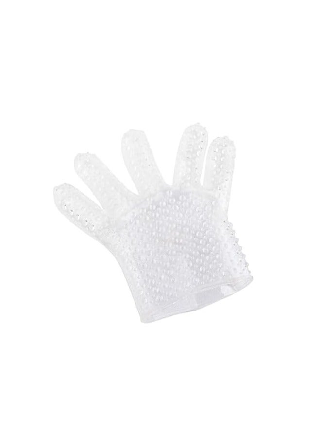 Meetion Massage Gloves Silicone Male Female Soft Flirting Massage Gloves Tool Men Ribbed Teasing Gloves Bath Glove for The Right Hand only (Transparent) - Image 5