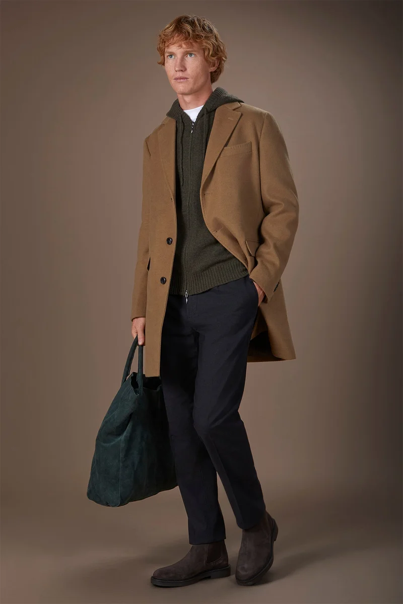 Men's single-breasted coat - Camel