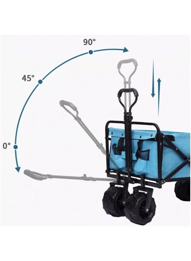 NKX Heavy Duty Folding Wagon Cart 100kg Capacity, Collapsible Utility Trolley with All-Terrain Wheels, Adjustable Handle, Portable Garden Beach Camping Shopping Cart - Image 3