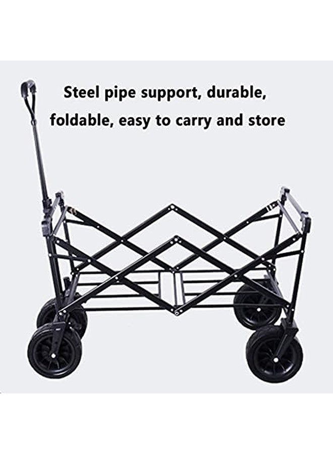 NKX Heavy Duty Folding Wagon Cart 100kg Capacity, Collapsible Utility Trolley with All-Terrain Wheels, Adjustable Handle, Portable Garden Beach Camping Shopping Cart - Image 2