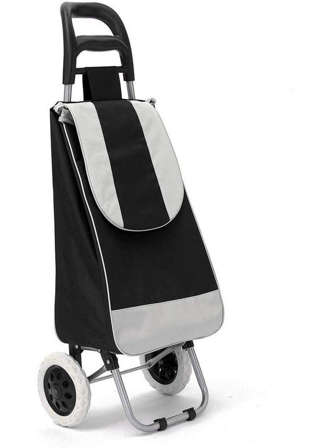KRISHYAM Foldable Shopping Trolley Cart with Wheels and Removable Bag (2 Wheel Black) - Image 1
