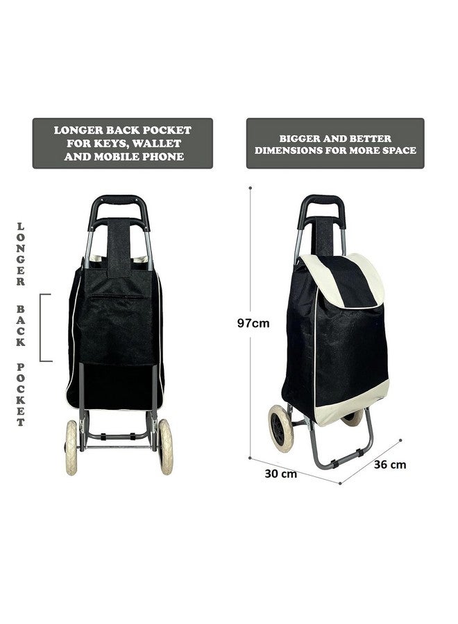 KRISHYAM Foldable Shopping Trolley Cart with Wheels and Removable Bag (2 Wheel Black) - Image 5