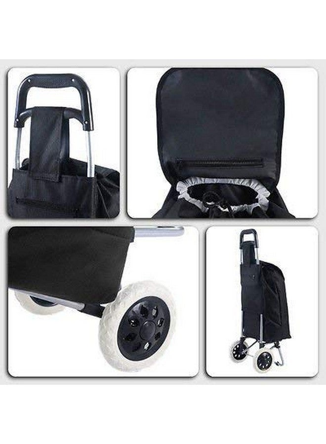 KRISHYAM Foldable Shopping Trolley Cart with Wheels and Removable Bag (2 Wheel Black) - Image 3