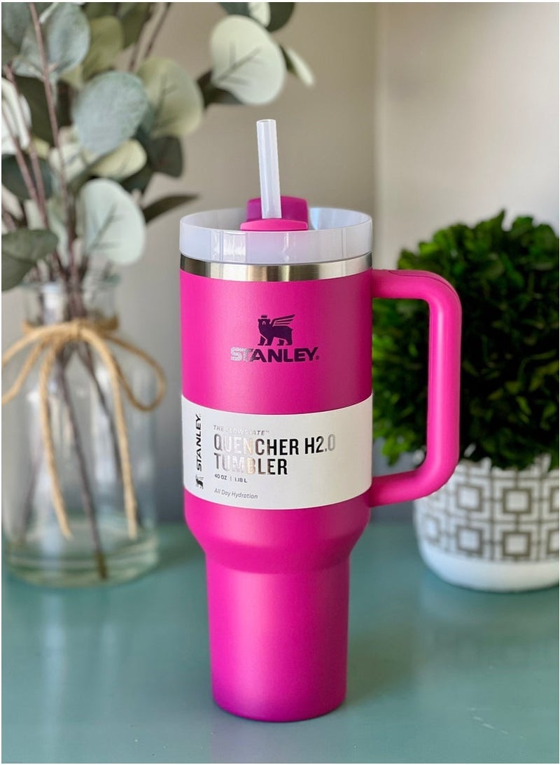 Stanley Quencher H2.0 FlowState™ 40oz Vacuum Insulated Stainless Steel Tumbler – Fuchsia 2.0 | With 3-Position Leak-Resistant Lid & Reusable Straw | Keeps Drinks Cold for 40 Hours or Hot for 7 | BPA-Free, Dishwasher Safe, Eco-Friendly Travel Mug for Coffee, Water, Tea & Smoothies - Image 1