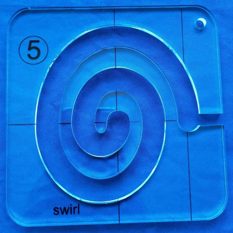 Bequilter Free Motion Quilting Template Q5 Series for Domestic Sewing Machine Rulers (Swirl) - Image 2