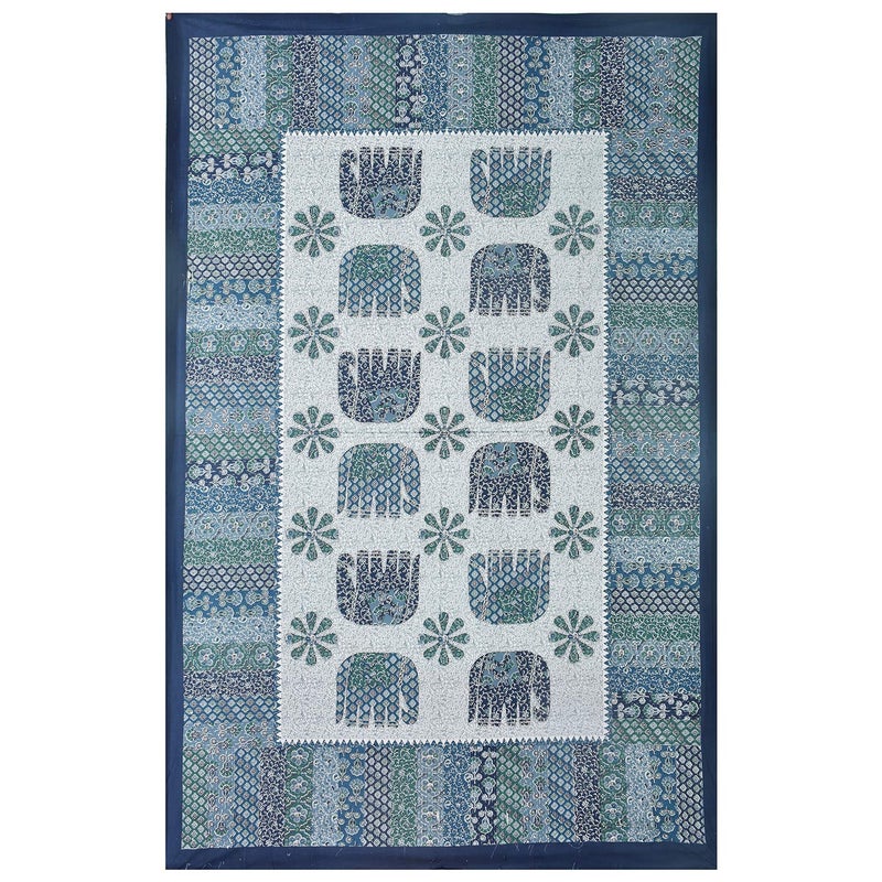 SkyKross - Everyday A New Thing SkyKross Everyday A New Thing Barmeri Special Hathi Pure Soft Cotton Diwan Cover Set 8 Pcs Set 5 Cushion Cover2 Bolster Cover1 Bedsheet DARKBLUE - Image 3
