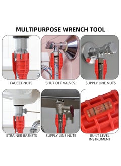 XiuWoo 8-in-1 Multi-Functional Plumbing Wrench Tool for Faucet, Sink, Toilet, Bathroom & Kitchen Installation/Repair-Duty Water Pipe Spanner for DIY  - Image 5