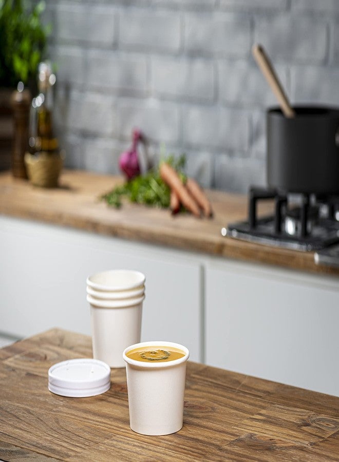 GUSTO [8 oz. - 50 Count White Paper Food Containers with Vented Lids - To Go Hot Soup Bowls, Disposable Ice Cream Cups, Ideal for Hot and Cold Foods - (Formerly Comfy Package) - Image 3