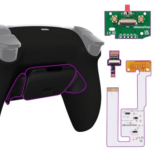 eXtremeRate Black Back Paddles Programable Rise V3 Remap Kit for PS5 Controller BDM030 040 050 Upgrade Board Redesigned Bottom Shell Back Buttons Attachment for PS5 Controller NO Controller - Image 1
