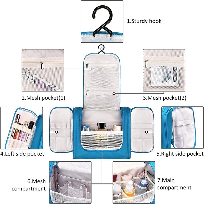 HOMESHOPPER Modern Multifunctional Toiletry Travel Bag Extra Large Makeup Organizer Cosmetic Case Household Grooming Kit Storage Travel Kit Pack with Hook - Image 3