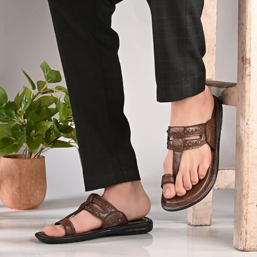 Centrino Men's Slippers | Kolhapuri Style Chappals with Soft Cushioned Footbed | Comfortable & Durable | Traditional Yet Stylish Footwear for Men 9552-2 - Image 2