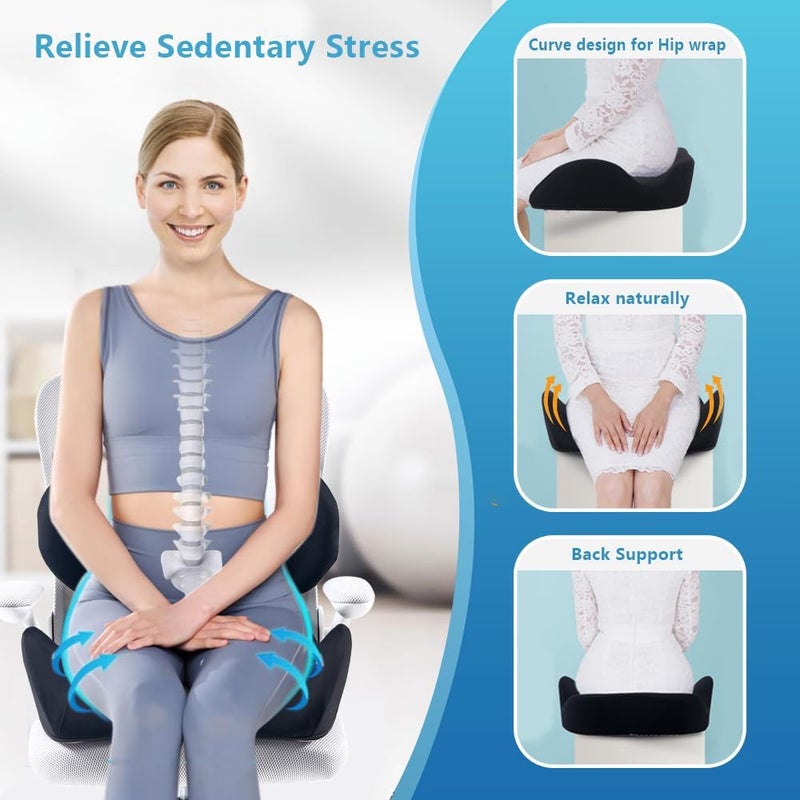 Lexeme X Large Memory Foam Seat Cushion and Lumbar Support Pillow for Sciatica & Tailbone Pressure Relief - Image 3