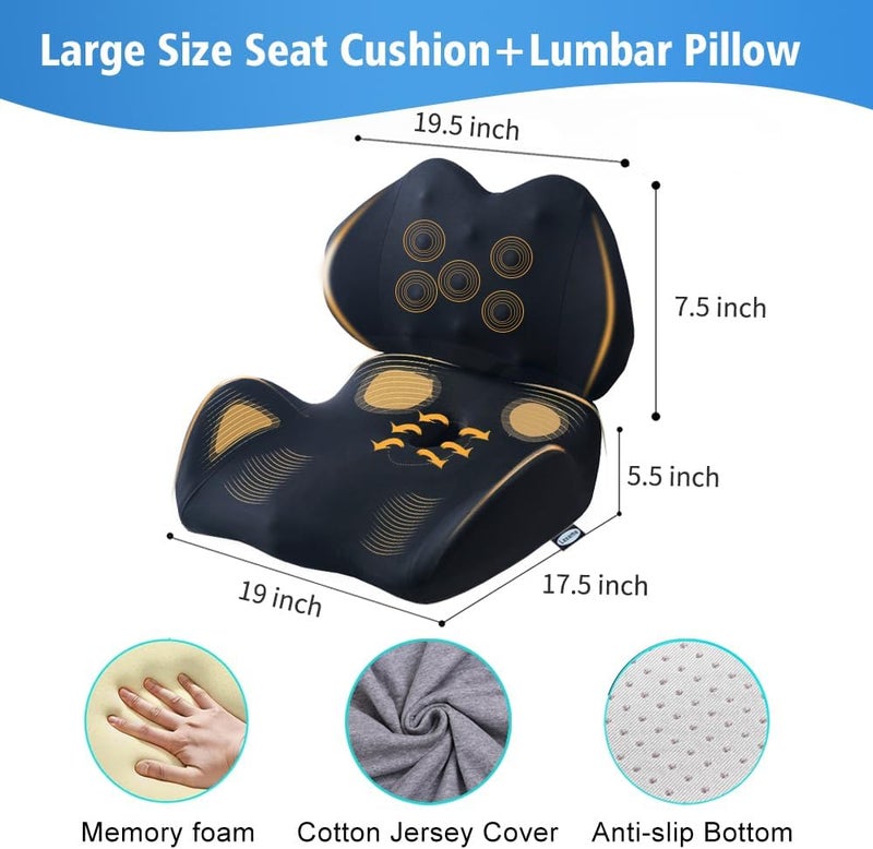 Lexeme X Large Memory Foam Seat Cushion and Lumbar Support Pillow for Sciatica & Tailbone Pressure Relief - Image 4