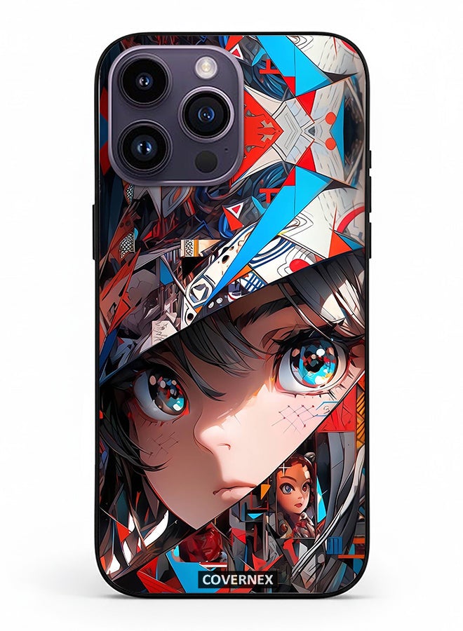 Covernex Apple iPhone 14 Pro Max Protective Case Cover Printed Featuring Abstract Collage Anime Eyes Graphic - Image 2
