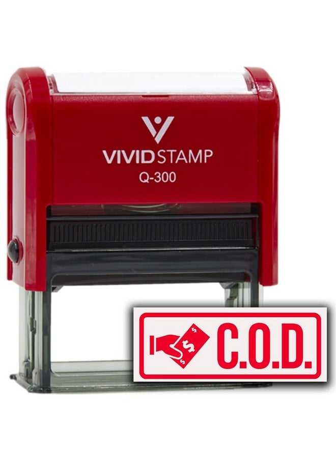 Vivid Stamp Rubber Stamp C.O.D. (Cash On Delivery) Self Inking Rubber Stamp (Red Ink) - Q-300 