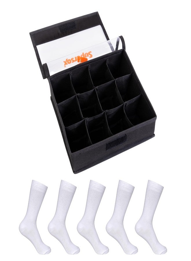 Supersox Regular School Uniform Socks for Kids, Made with Breathable, Anti Odour & Moisture Absorbent Combed Cotton with a Extra Durable Welt, Ideal For All Day Wear (Pack Of 5), With Organizer - Image 1