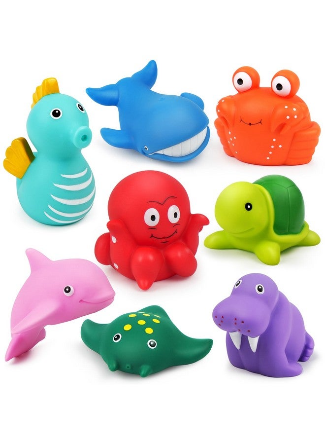 LotFancy Bath Toys For Kids Ages 1 3, Mold Free Bath Toys For Infants Toddlers, 8Pcs No Holes Ocean Sea Animal Bathtub Toys, Soft Baby Bath Tub Toys - Image 1