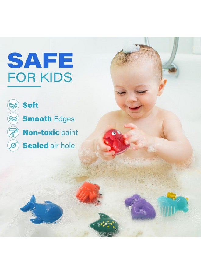 LotFancy Bath Toys For Kids Ages 1 3, Mold Free Bath Toys For Infants Toddlers, 8Pcs No Holes Ocean Sea Animal Bathtub Toys, Soft Baby Bath Tub Toys - Image 3